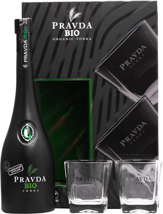 Pravda Bio Organic Vodka 40% 0,7 l (darčekové balenie 2 poháre)