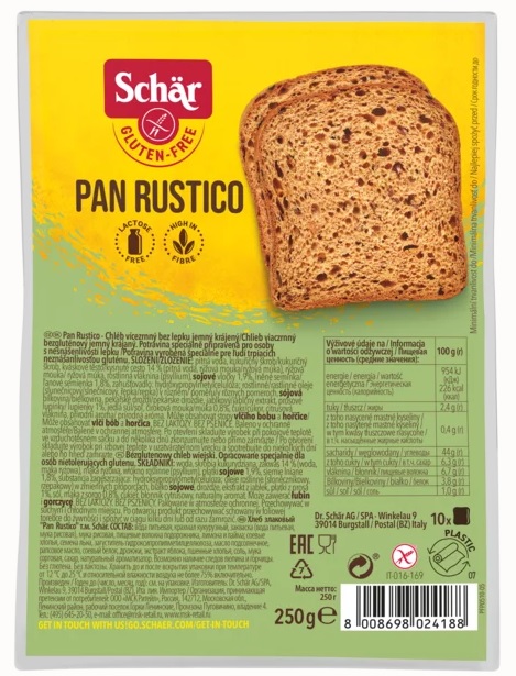 Schär Pan Rustico bezgluténový krájaný chlieb viaczrnný 250 g