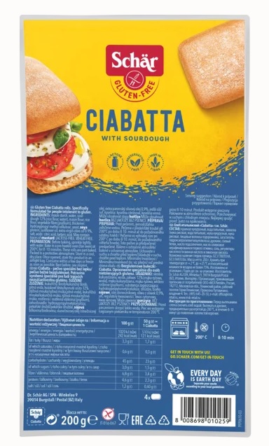 Schär Ciabatta žemle bezgluténové, predpečené 4x50 g