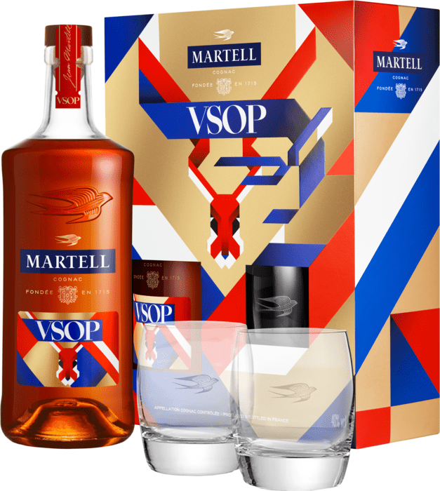 Martell V.S.O.P. 40% 0,7 l (darčekové balenie 2 poháre)