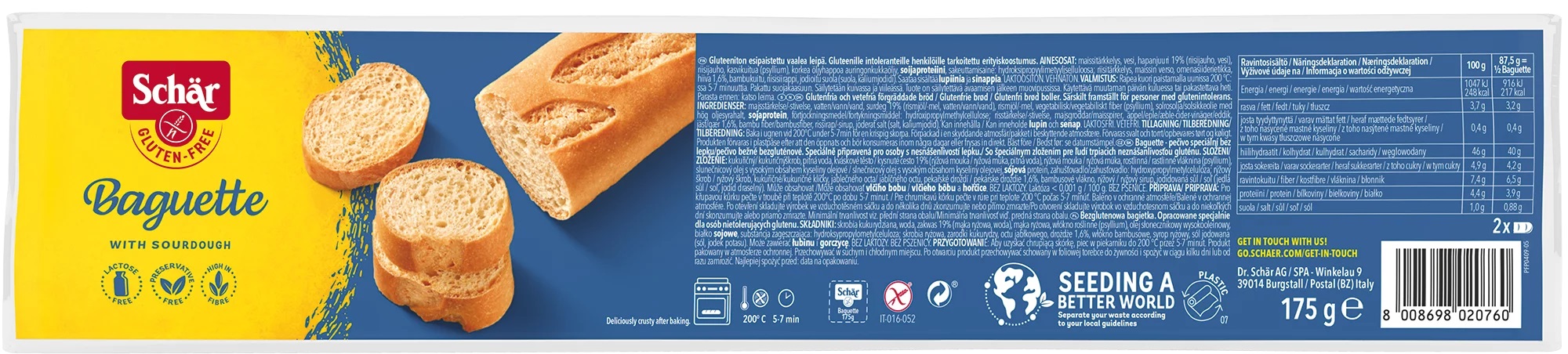 SCHÄR Baguette pečivo bezgluténové 2 kusy 175 g