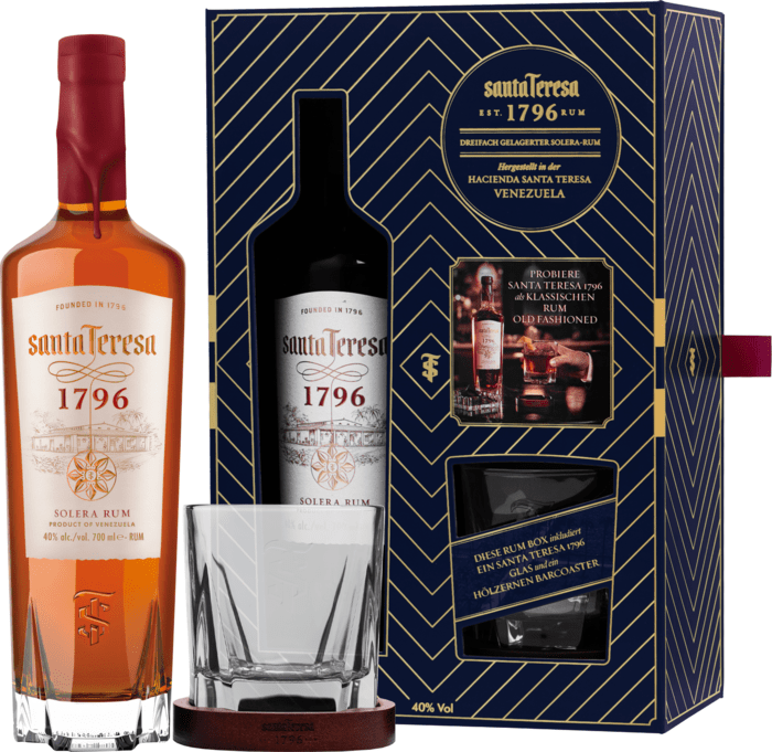 Santa Teresa 1796 + 1 pohár s podtáckou 40% 0,7l