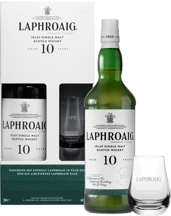 Laphroaig 10-ročná s pohárom 40% 0,7l