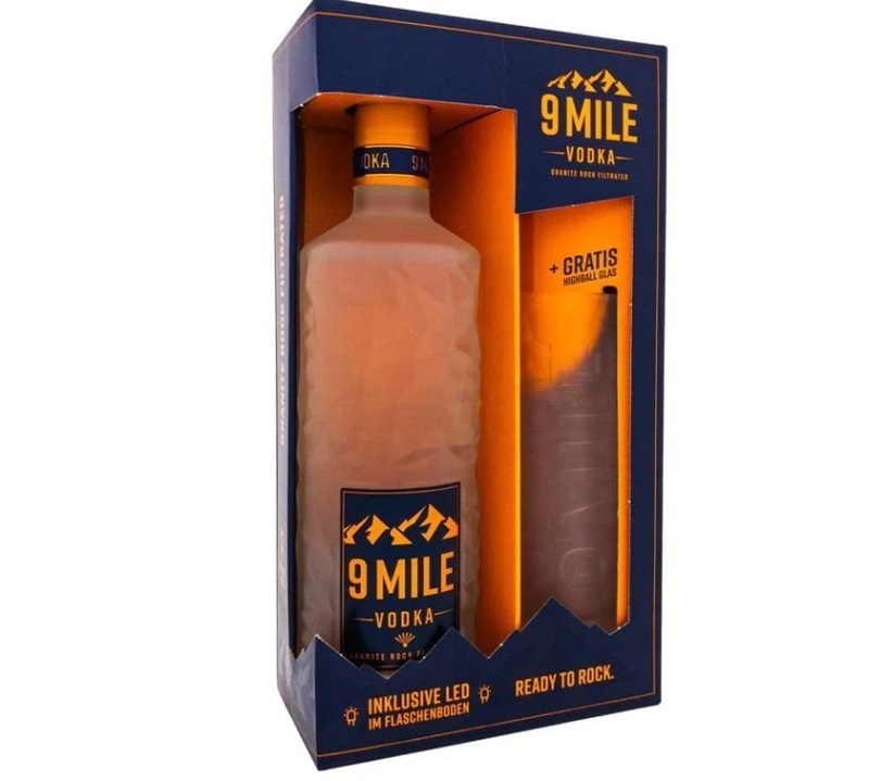 9 Mile Vodka, GLASS SET 37,5% 0,7l