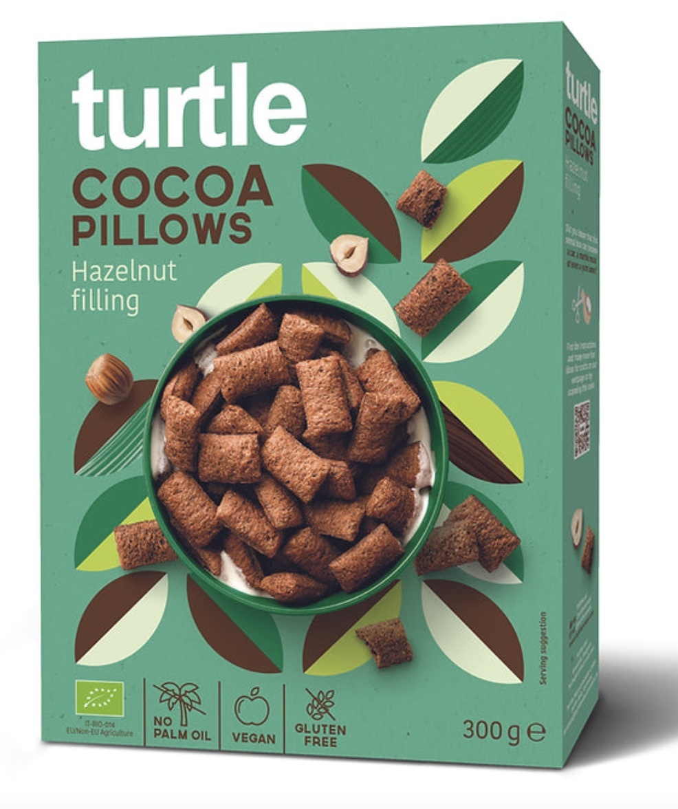 TURTLE Cocoa Pillows with Hazelnut Bio Gluten Free 300g