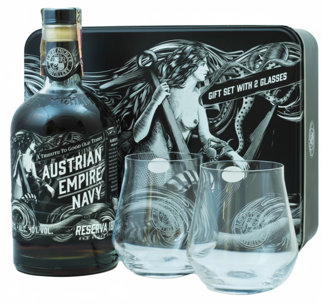 Albert Michler Distillery Austrian Empire Navy Reserva 1863 + 2 Poháriky 40% 0,7l