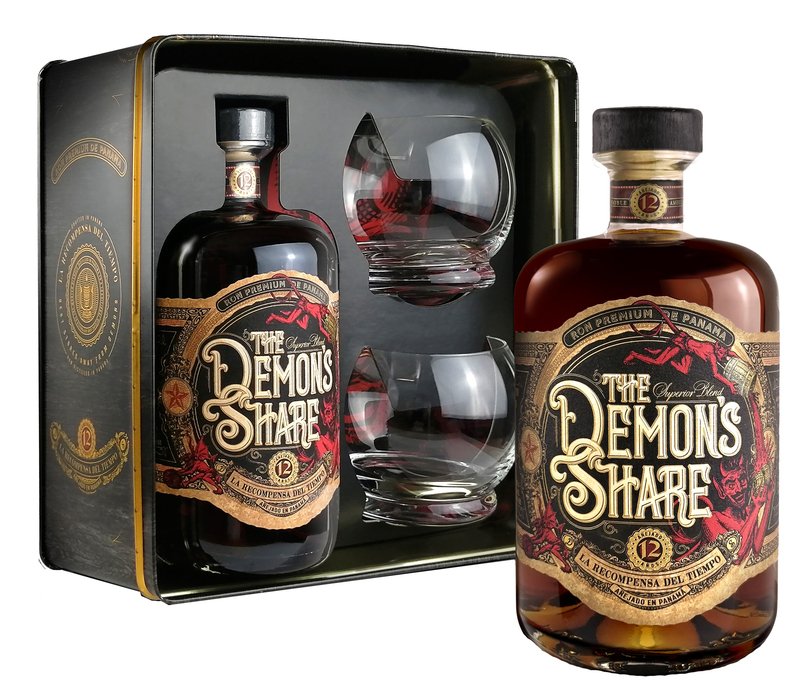 The Demon's Share Rum 12 Y.O. Glass set