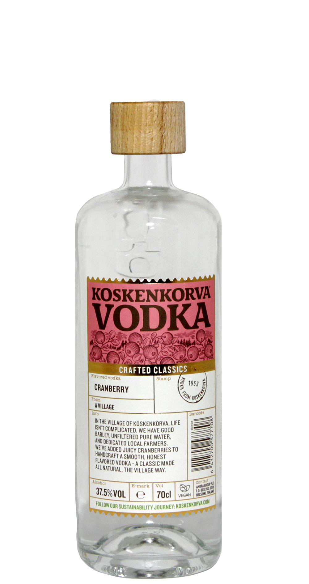 Koskenkorva Cranberry 37,5% 0,7 l (čistá fľaša)