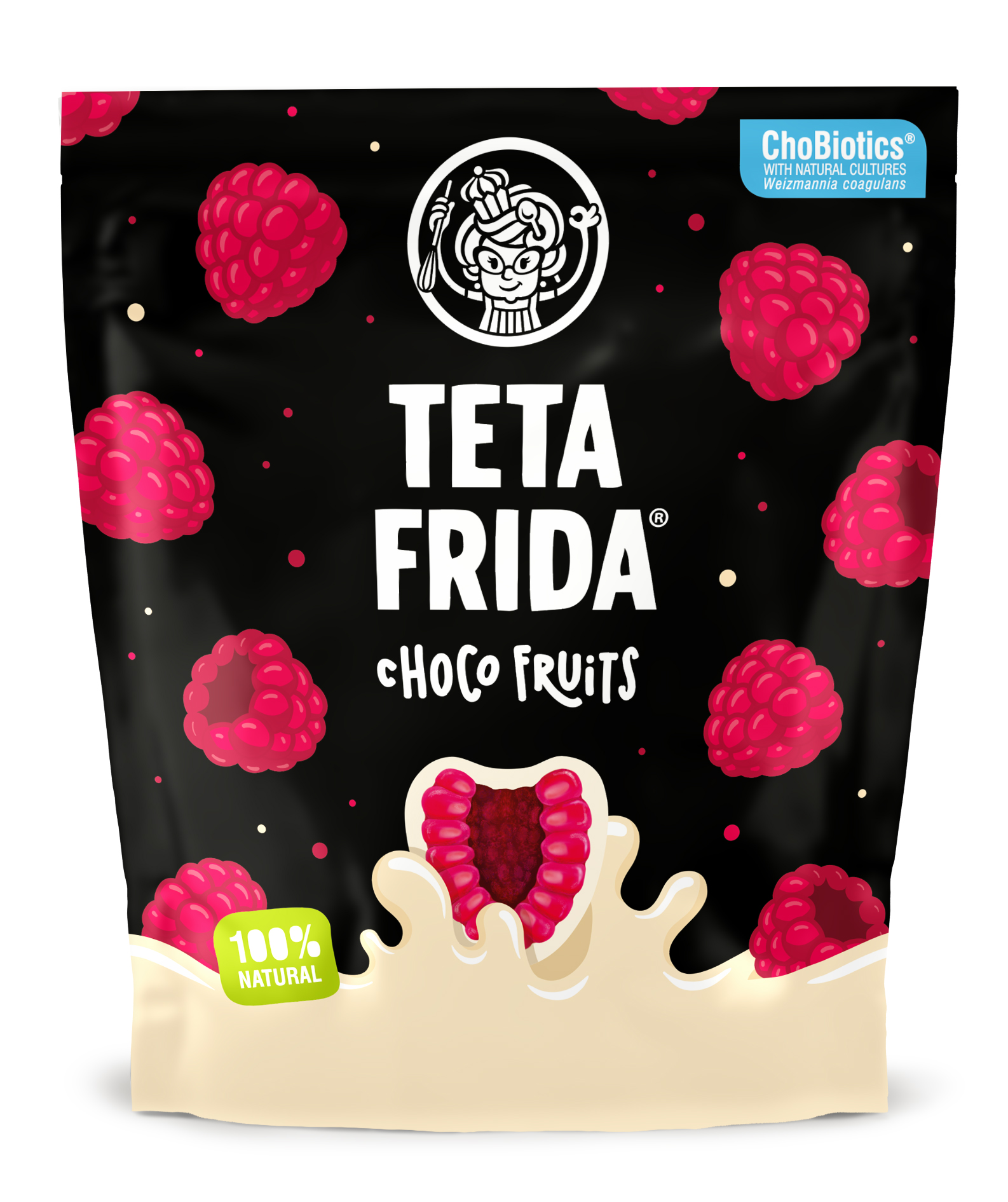 Teta Frida Choco Fruits Raspberries in White Chocolate with cream 100g