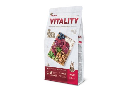 Akinu VITALITY granule cat sterilised chicken & Greaves 1,5kg