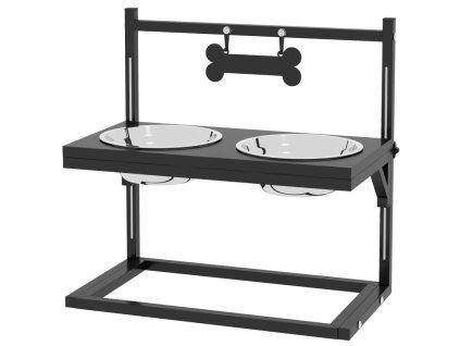 Miska na krmení pro psy výškově nastavitelná do 39 cm, černá