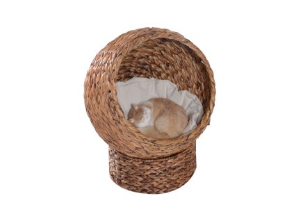 Ratanový pelíšek pro kočky s polštářem, 50 x 42 x 60 cm