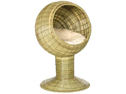 Pelíšek pro kočky z mořské trávy vč. polštáře, 41 x 41 x 71,5 cm