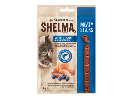 15g Shelma Snack masové tyčinky se pstruhem a borůvkami