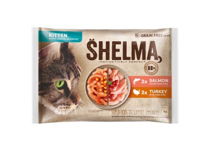 4x85g Shelma kapsičky pro kotě s lososem a krůtou