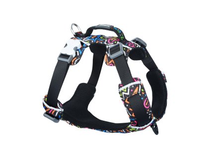 Postroj Sport – Černý s abstraktním motivemím motivem (Velikost 25 mm x 75-112 cm)