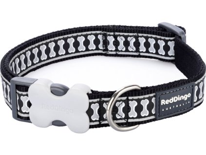 Obojek reflexní – Černý, motiv kostiček