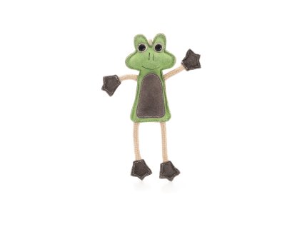 Kožená hračka Žabka s provazy