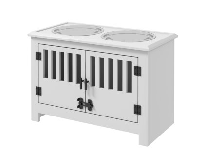 Miska na krmení pro psy se skříňkou, bílá