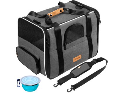 Skládací cestovní taška pro kočky, šedá