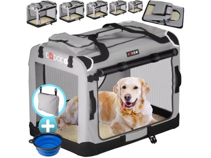 Skládací cestovní box pro psy XXL, šedý