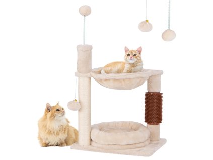 Odpočívadlo a škrabadlo pro kočky, krémové, výška 72 cm
