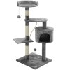 Odpočívadlo a škrabadlo pro kočky se 3 vyhlídkami, jeskyní, míčky a lanem, šedé, výška 112 cm