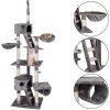 Odpočívadlo a škrabadlo pro kočky se 3 vyhlídkami, 2 domečky, tunelem, šedé, výška 240 - 260 cm