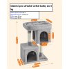 Odpočívadlo pro kočky se dvěma jeskyněmi, šedé, výška 74 cm