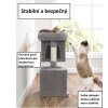 Odpočívadlo pro kočky se dvěma jeskyněmi, šedé, výška 74 cm
