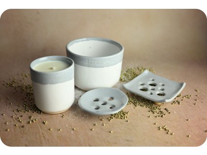 DESIGNOVÁ KERAMICKÁ KOLEKCE šedivá komplet