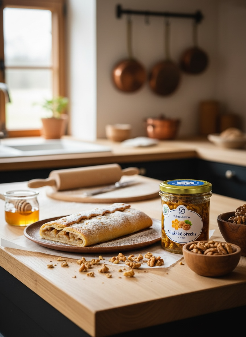 Jablečný závin z cottage sýra: Zdravé pečení s ořechy v medu