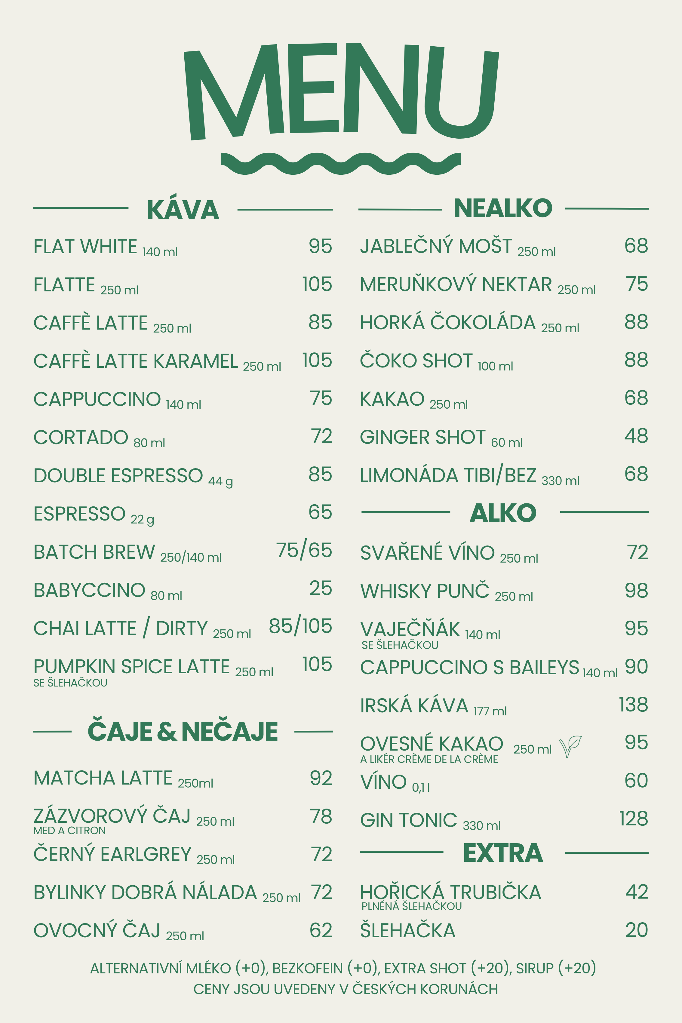 Menu Dobrota kafe