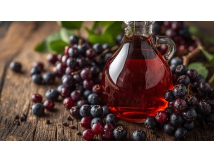 sirup arónie, plody na stole