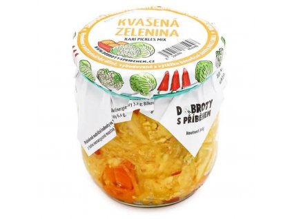 Kvašená zelenina - KVĚTÁK, ZELÍ, MRKEV, PAPRIKA, ŘEDKEV na Kari 340g