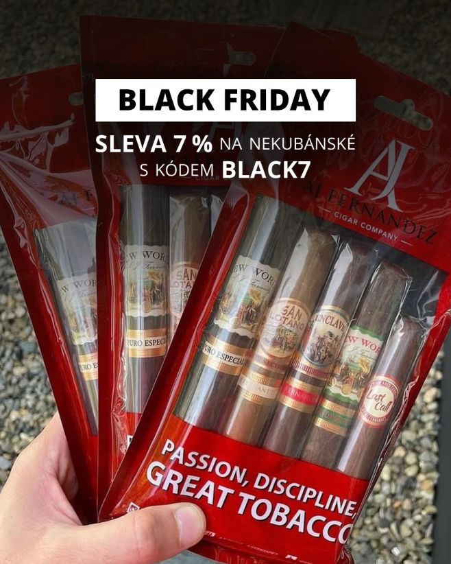 🖤 Black Friday na Dobrůtce! Dopřejte si své oblíbené nekubánské doutníky se slevou 7 %. Použijte kód BLACK7 při nákupu a...