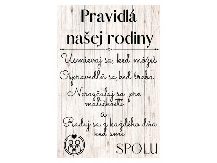 tabulka pravidlá rodiny