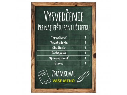 Vysvedčenie Učiteľka 1 (zelená)