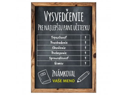 Vysvedčenie Učiteľka 1