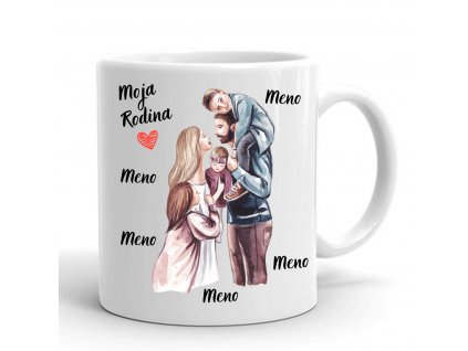 Rodinný hrnček otec mama 2dcéry a syn