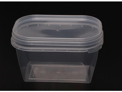 Kelímek obdélník 450ml, transparent + víčko