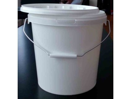 Kbelík s víkem 10,8l bílý - kulatý