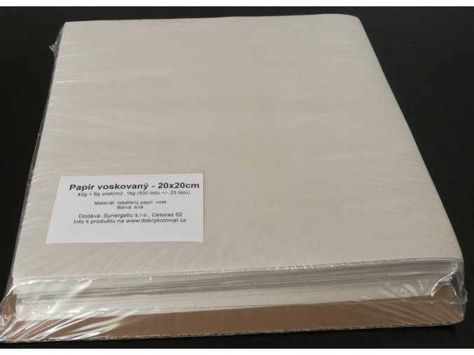 Papír bílý voskovaný - archy 20x20cm, 35g/m2, 5kg/2500listů