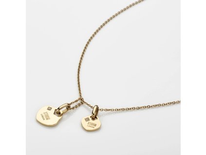 Ocelový náhrdelník STORM DOUBLE HEART GOLD