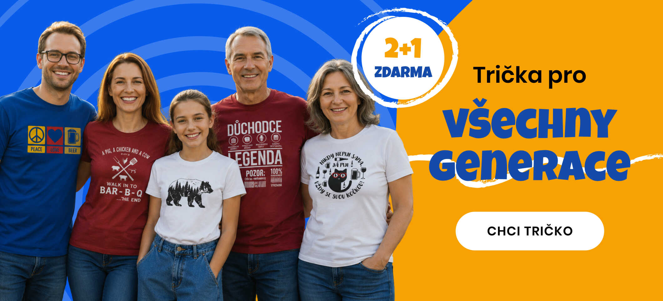2+1 zdarma na všechny trička