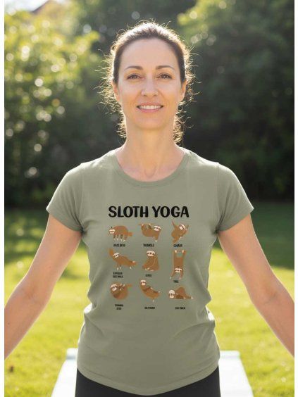 Dobrý triko dámské tričko sloth yoga