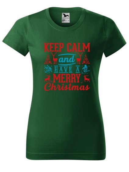 11822 14 damske tricko s potiskem keep calm christmas