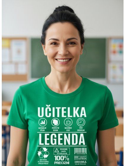 Dobrý triko dámské tričko učitelka legenda