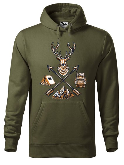 Pánská mikina s potiskem Jelen a šípy