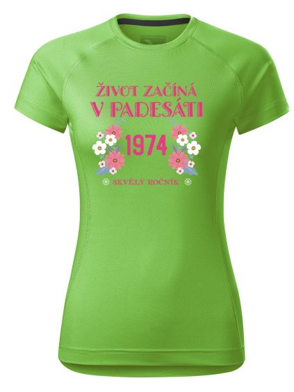 Dámské funkční tričko s potiskem Život začíná v 50